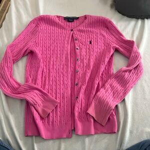 Women’s Pink Ralph Lauren Sport Cable knit Cardigan Large